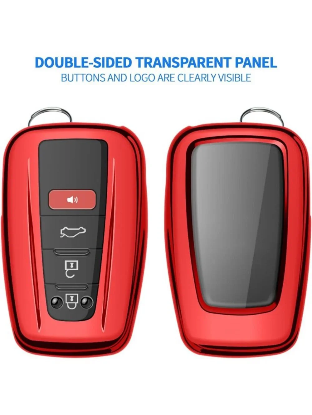 Stylish Red Key Fob Cover with Keychain for 2019-2025 Rav4, Highlander, Camry